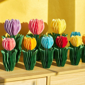 OBBOLO tulip honeycomb decor yellow tabletop accents for spring gatherings.