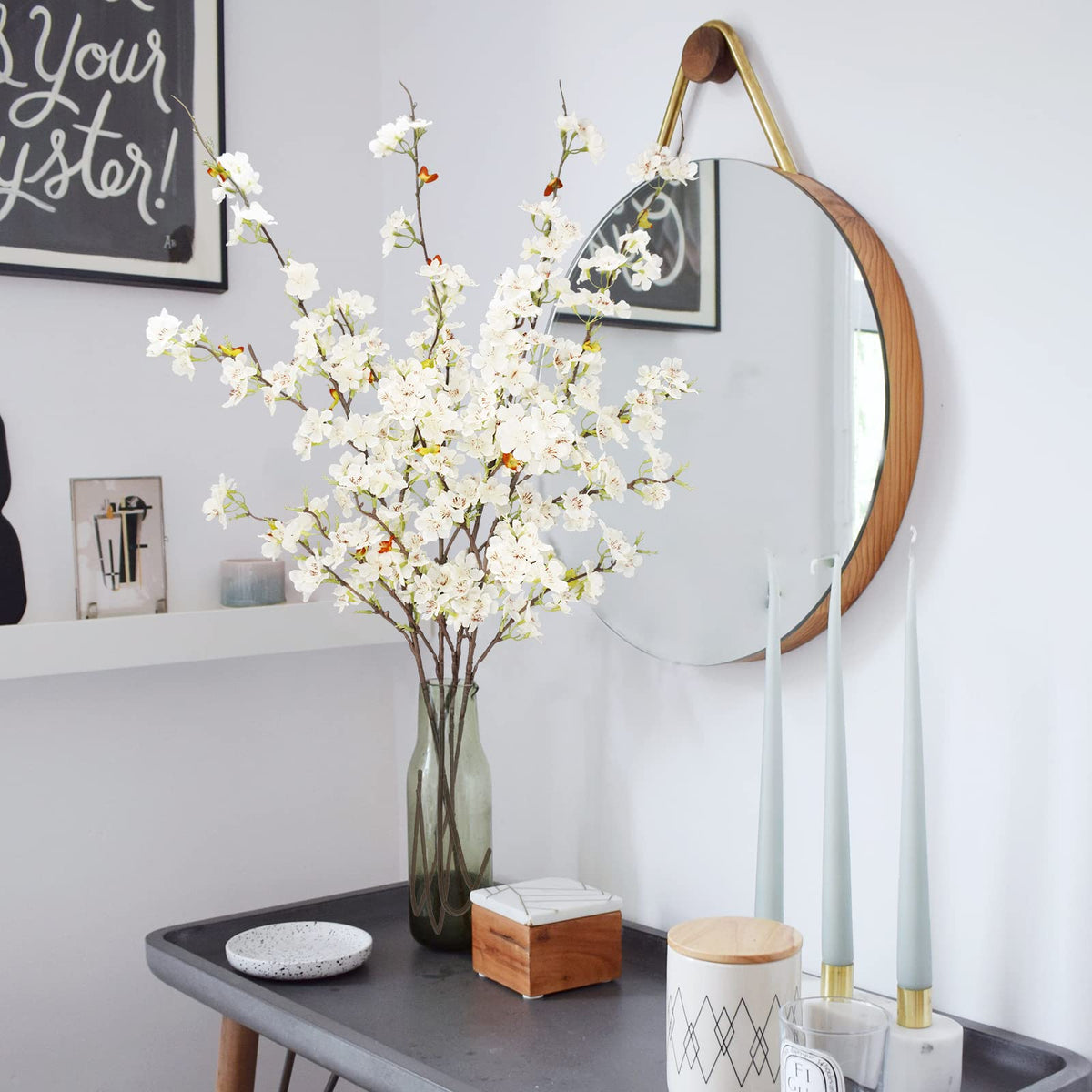 obbsie silk cherry blossom closeup showing lifelike petals for elegant room accents