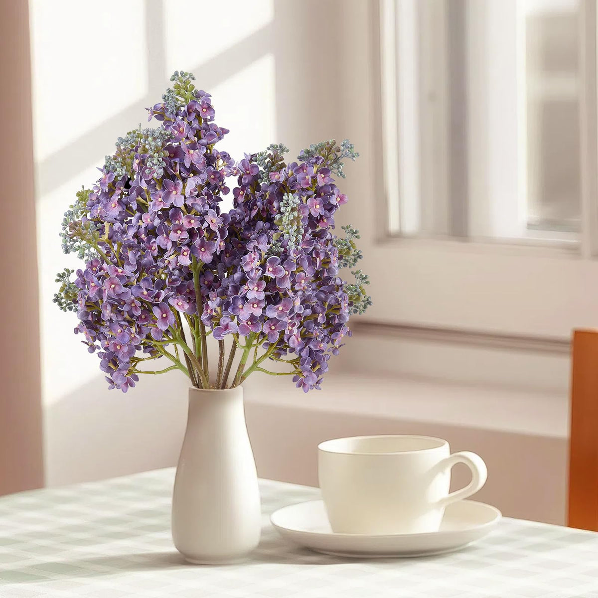 OBDXZHC purple lilac-delphinium bouquet-style arrangement for wedding tables.