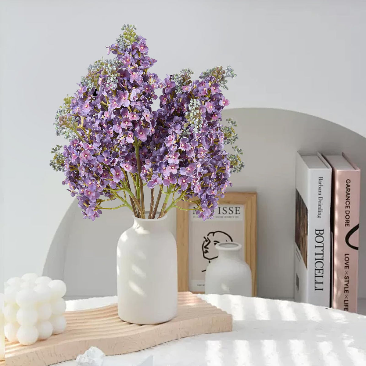 OBDXZHC silk lilac stems with bendable metal wires for custom layouts.