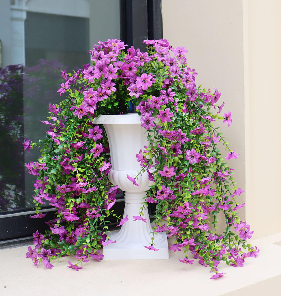 Obmnor artificial hanging flowers outdoors with morning glory look for porch decor.