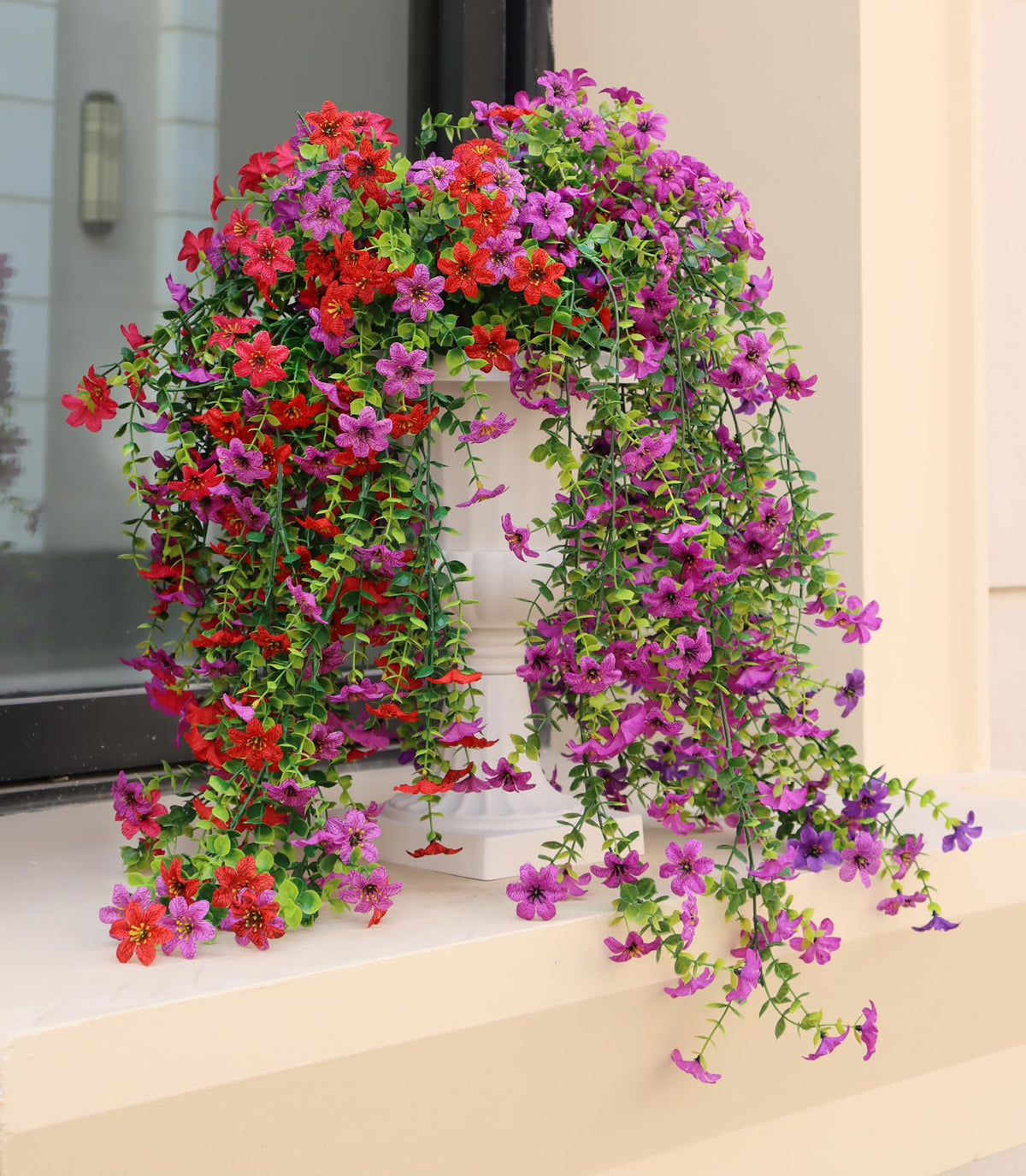Obmnor artificial hanging flowers outdoors UV resistant display