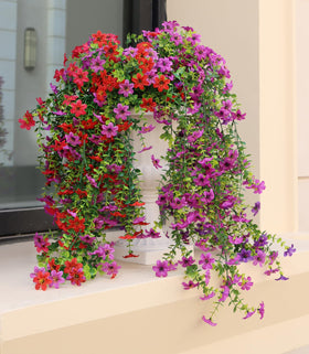 Obmnor artificial hanging flowers outdoors UV resistant display