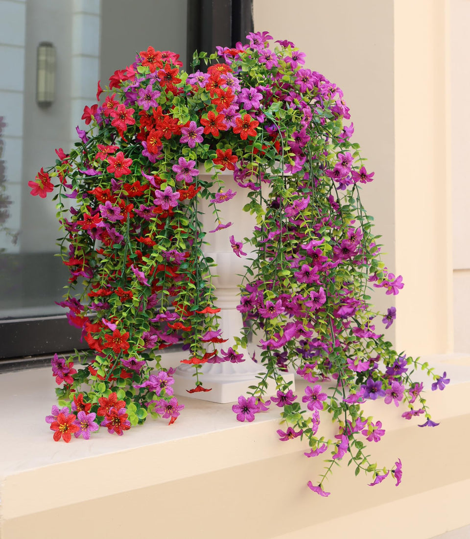 Obmnor artificial hanging flowers outdoors UV resistant display