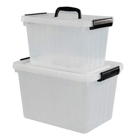 Obstnny stackable storage bin design enables neat, space-saving setups.
