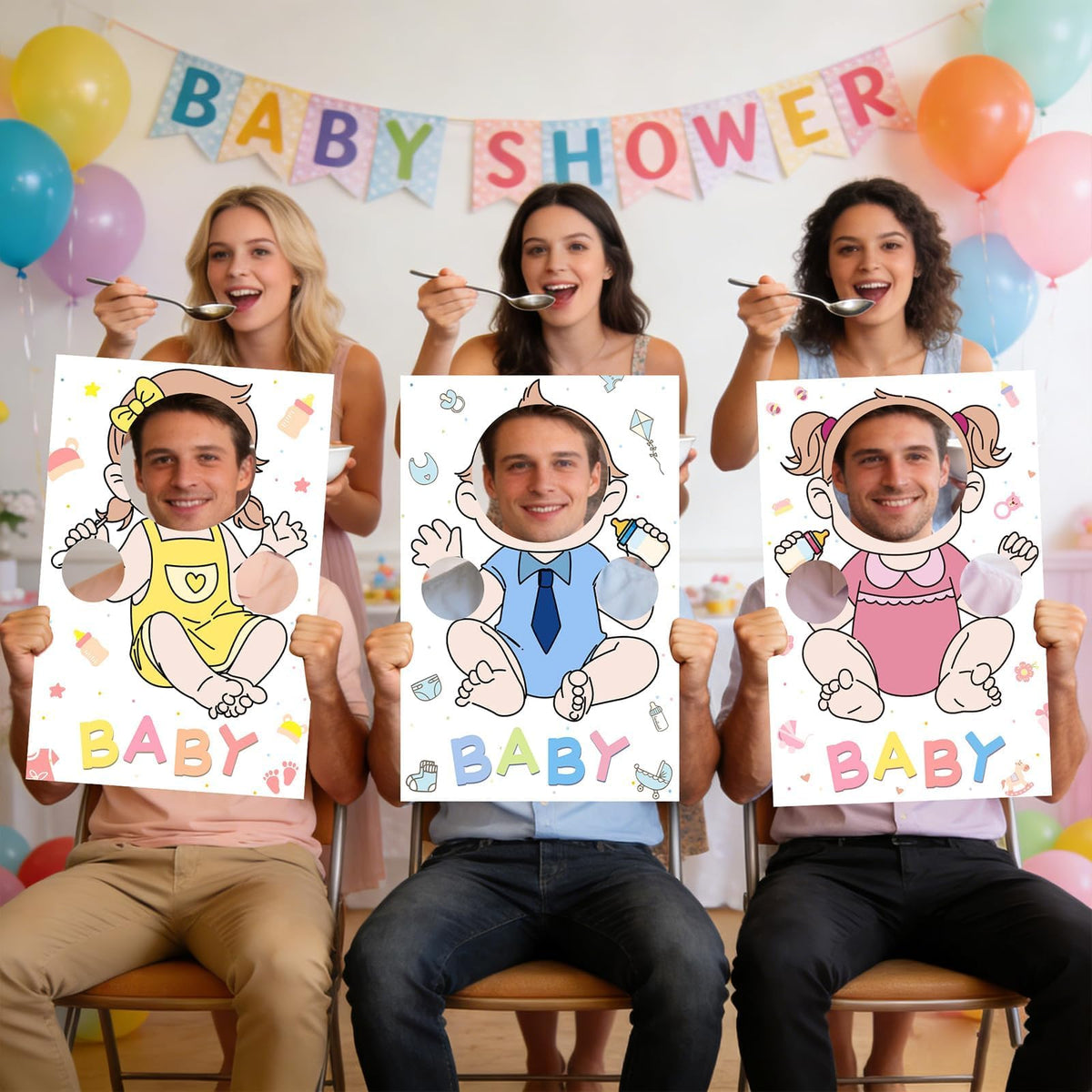 OBUSATT gender reveal and baby shower fun with feeding games.