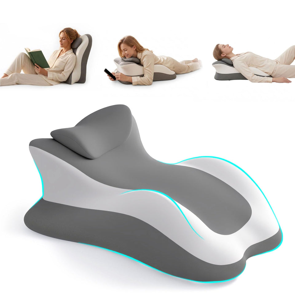 obvade memory foam reading pillow bed five-zone support promotes better neck and spine alignment