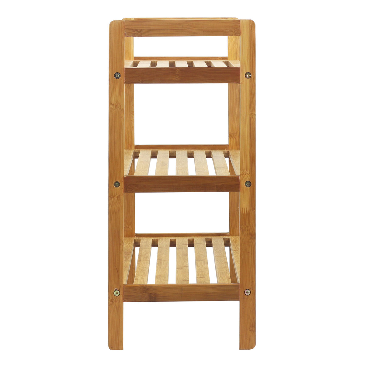Oceanstar bamboo shoe rack in natural finish complements decor.