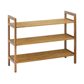Oceanstar 3-tier bamboo shoe rack with open slats for improved airflow.