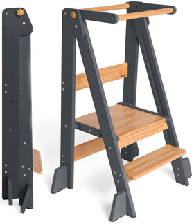 OCODILE adjustable folding toddler tower shows a stable kitchen helper