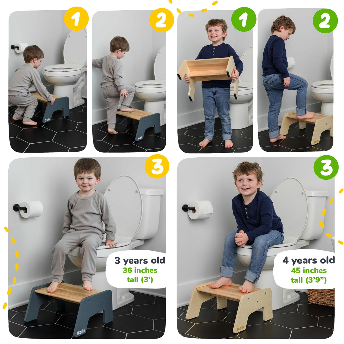 OCODILE potty-training boost helps toddlers reach the toilet independently.