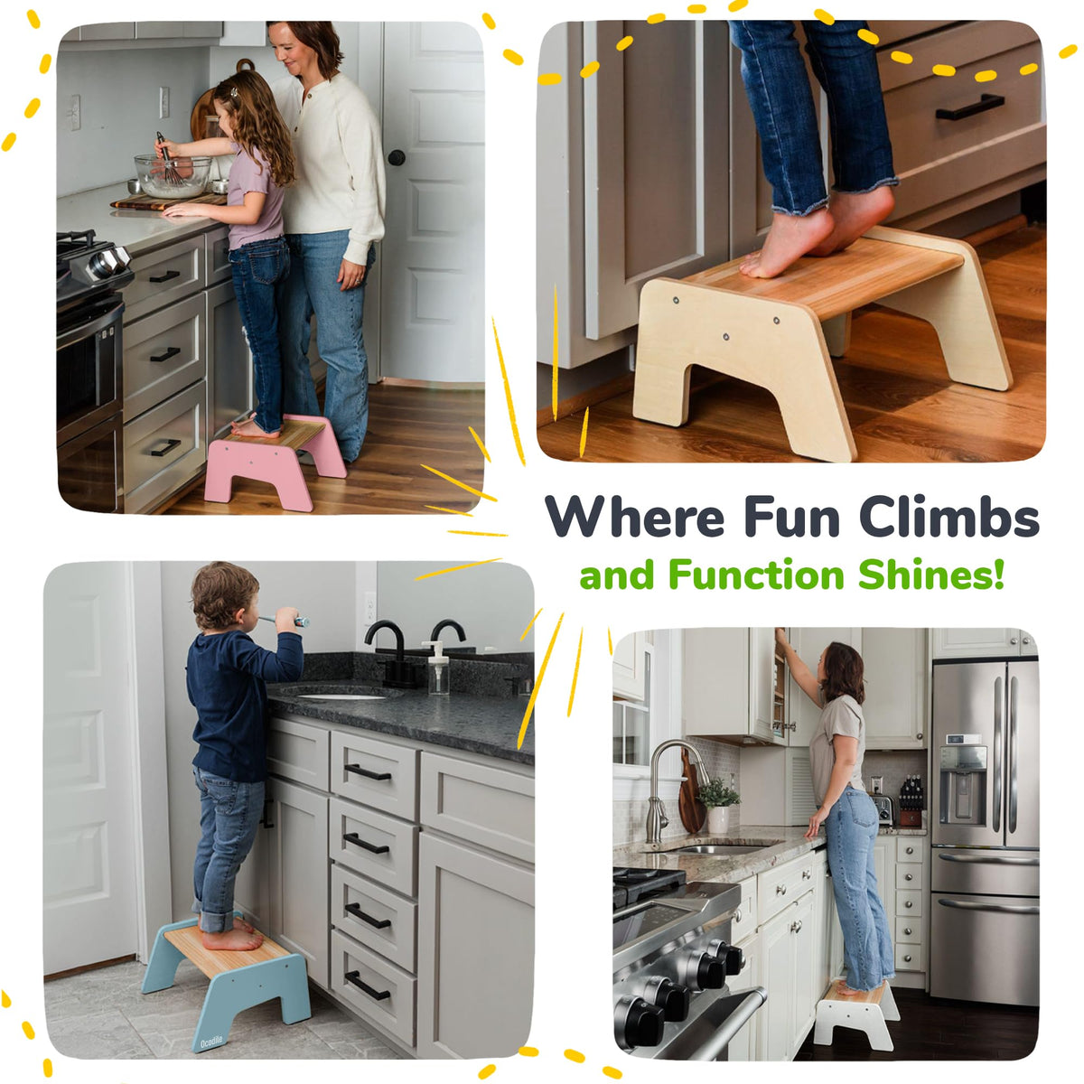 OCODILE wooden design supports kid and adult use around the home.
