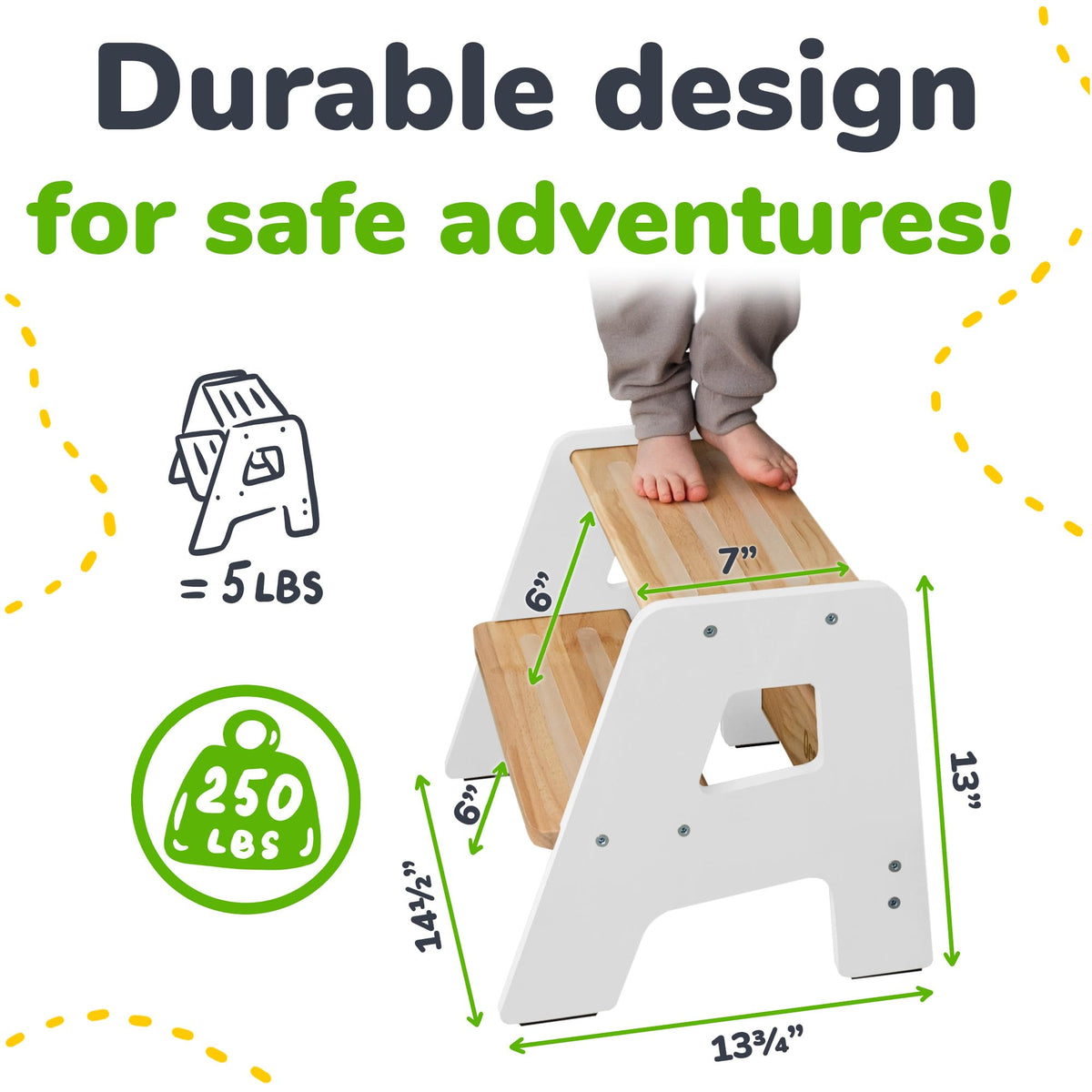 OCODILE step stool non-slip base provides safe footing on floors