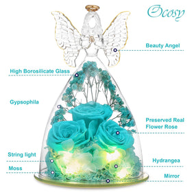 Ocosy angel figurine with rose inside, vivid centerpiece for gifting