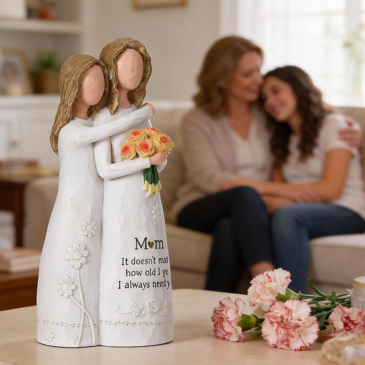 Ocosy champagne rose bouquet figurine, elegant decorative piece for any room