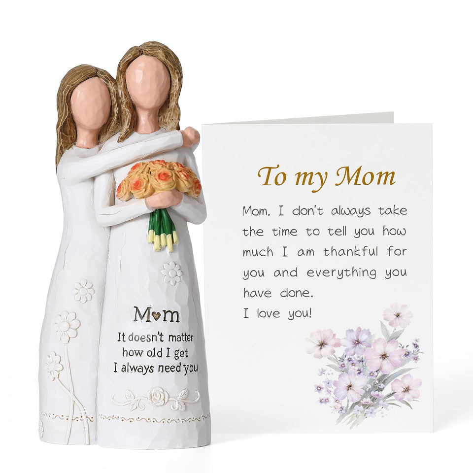 Ocosy hand-painted mom-daughter figurine with engraved message, a sentimental keepsake