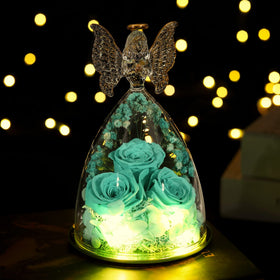 Ocosy large angel rose ornament, 11 cm diameter and 17 cm tall