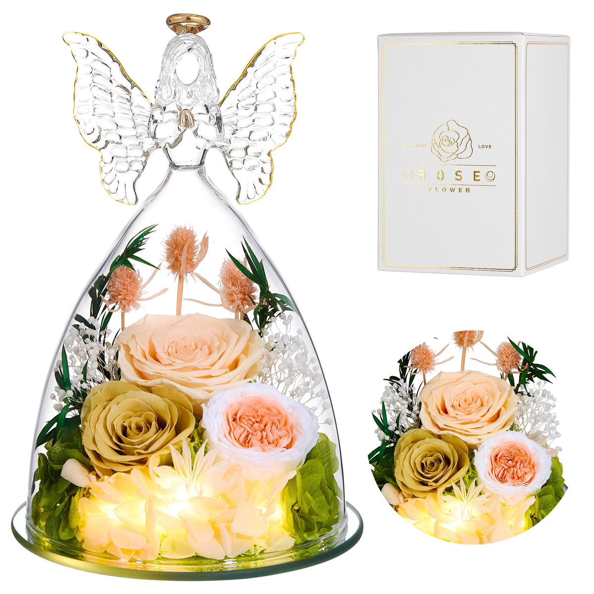 Ocosy Mother's Day rose angel figure displays a timeless keepsake for her