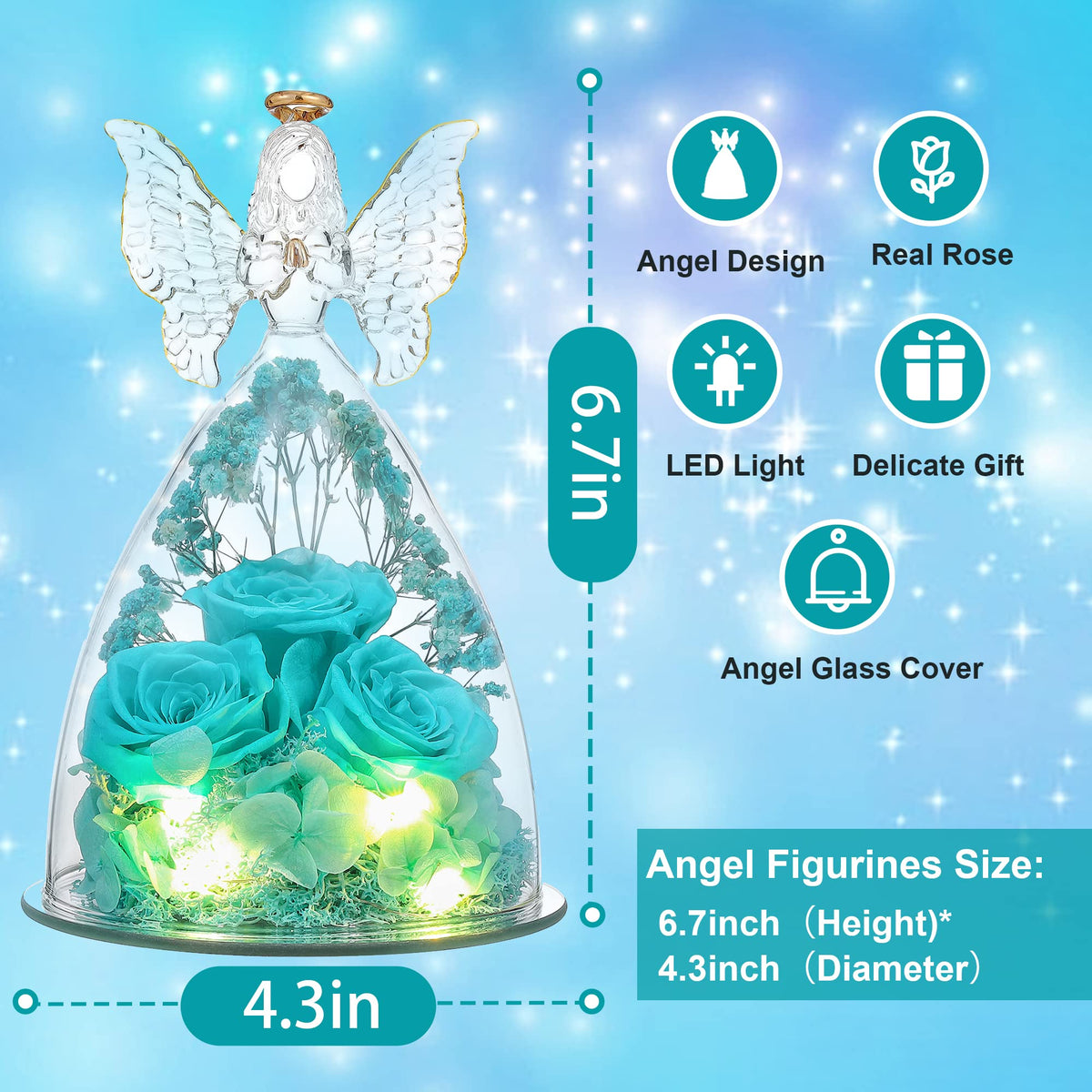 Ocosy preserved rose in angel sculpture, preserves memories beyond celebrations