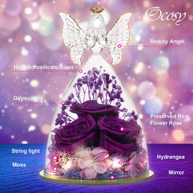 OCosy real rose inside angel figurine offering enduring beauty.