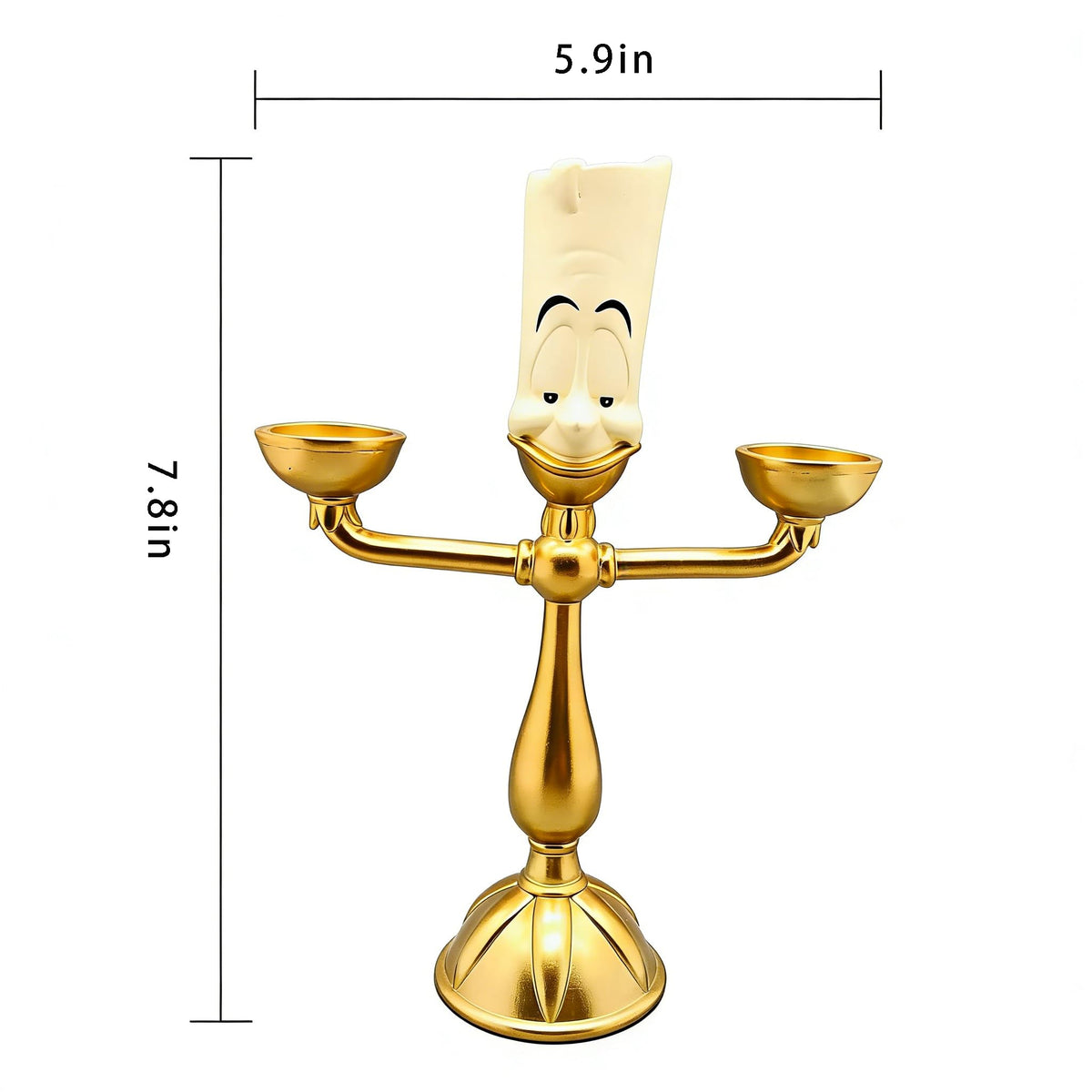 OC PCRN Beauty and The Beast candelabra metal detail catches light for subtle shimmer.