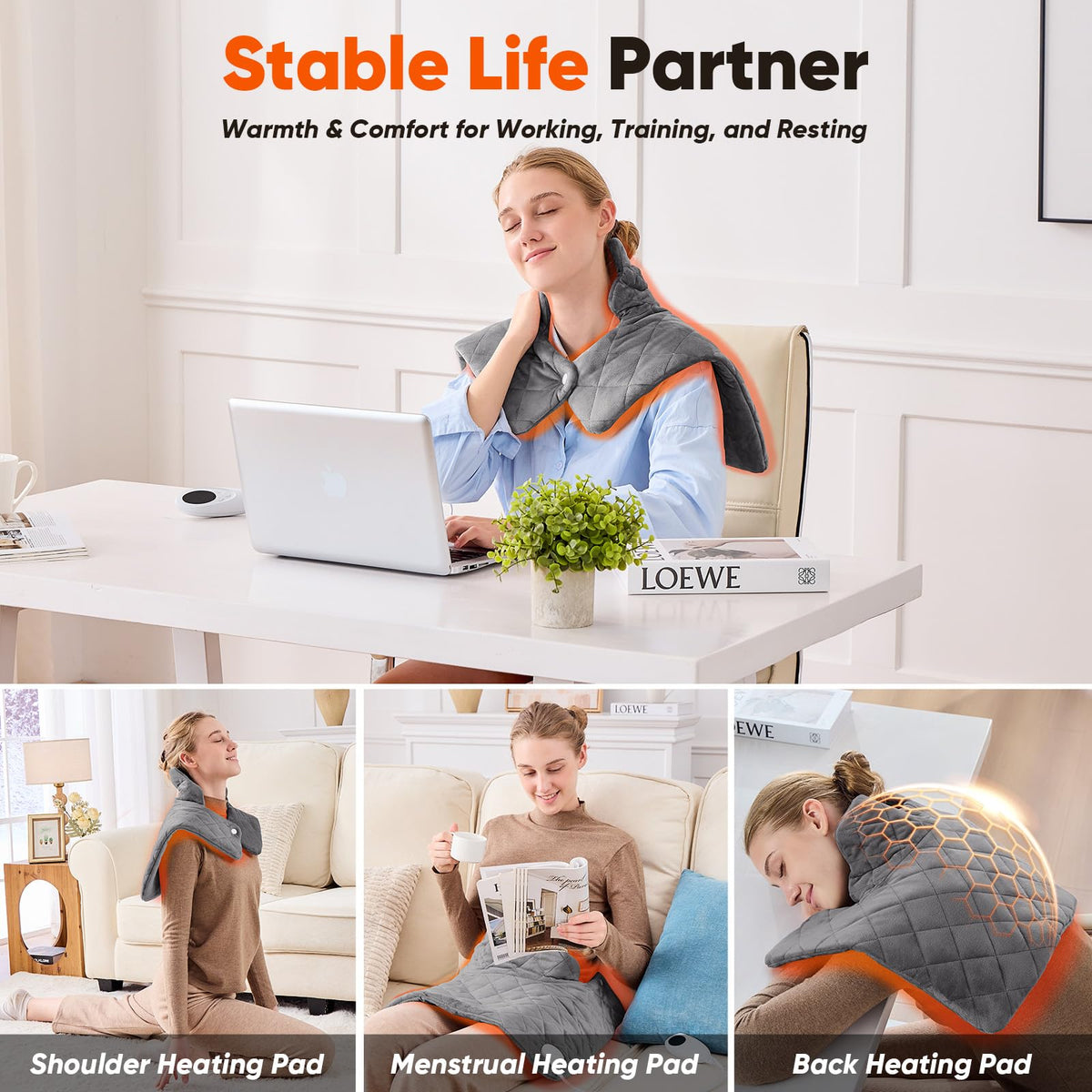 OCTROT pad targets neck and shoulders for focused warmth.