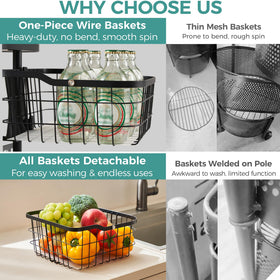 Ocyfym sturdy steel frame supports heavy produce securely on every shelf.