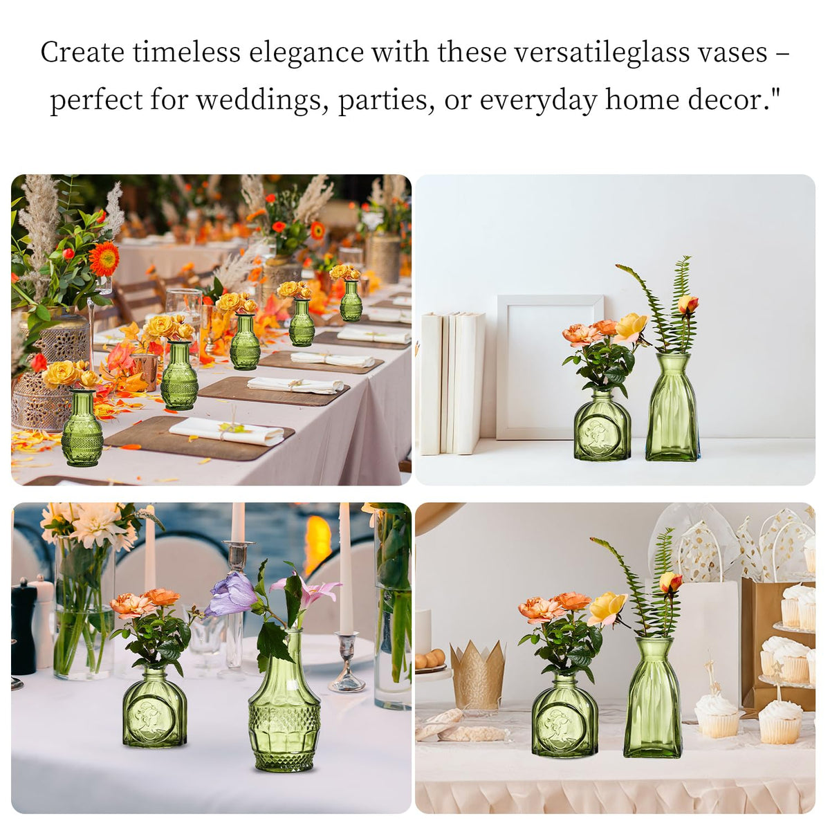 ODBCYWM Green crystal bud vase close-up highlighting premium thickness and clarity.