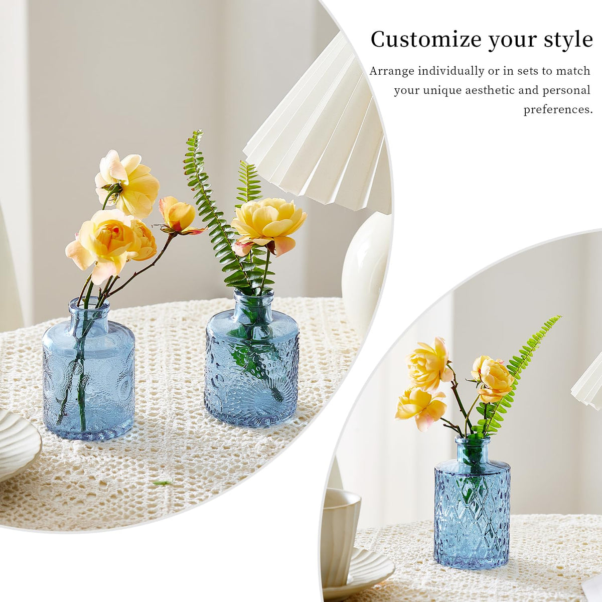 ODBCYWM bulk blue crystal vase set offers versatile decoration options.