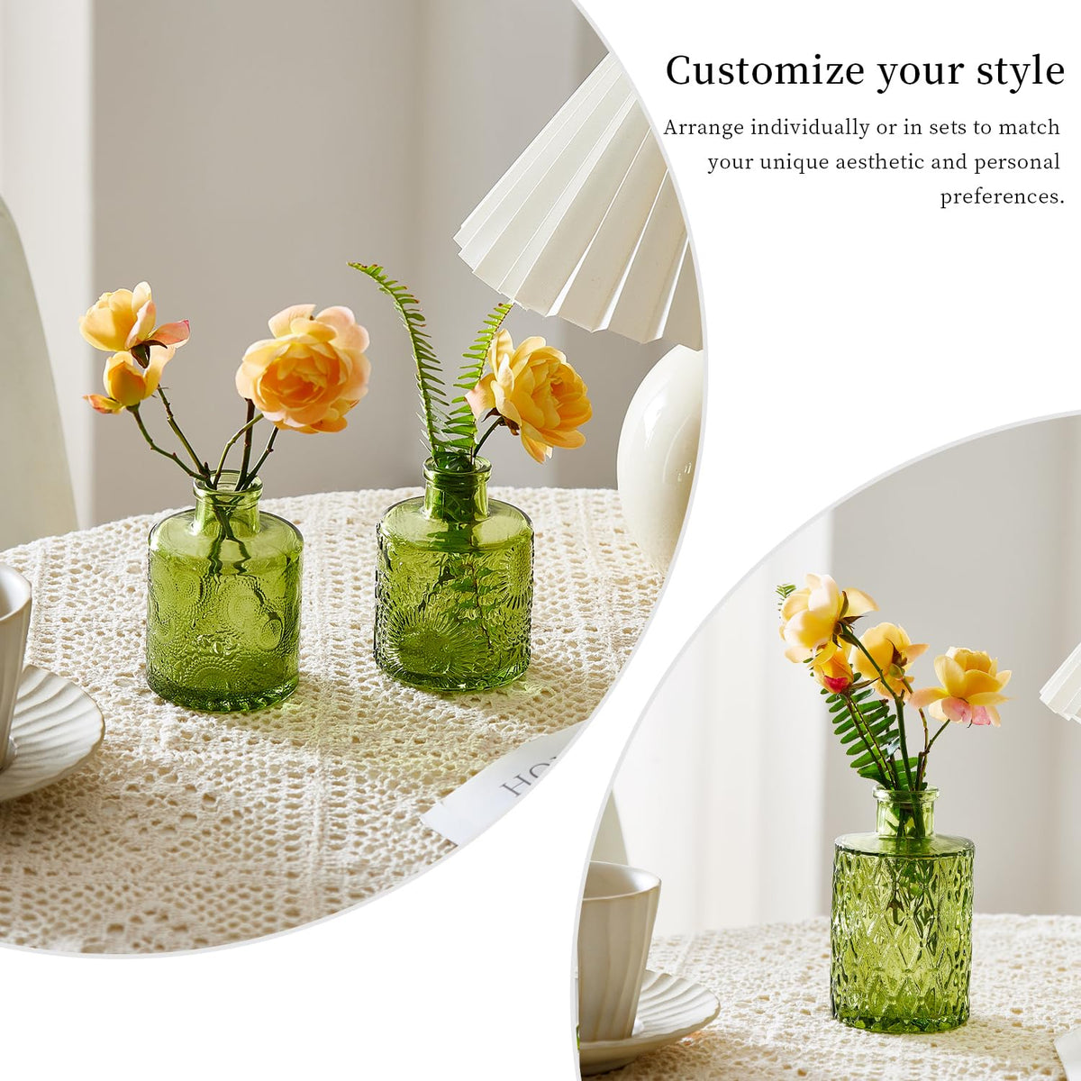 ODBCYWM compact vases suited for tables and mantels