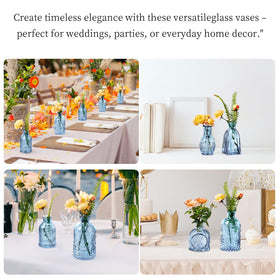 ODBCYWM crystal mini vases in blue showcase deep color for wedding decor.