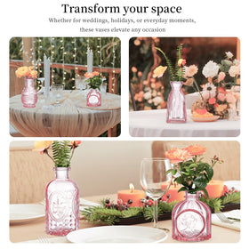 ODBCYWM crystal pink mini vase – versatile for weddings, home décor, and festive displays.