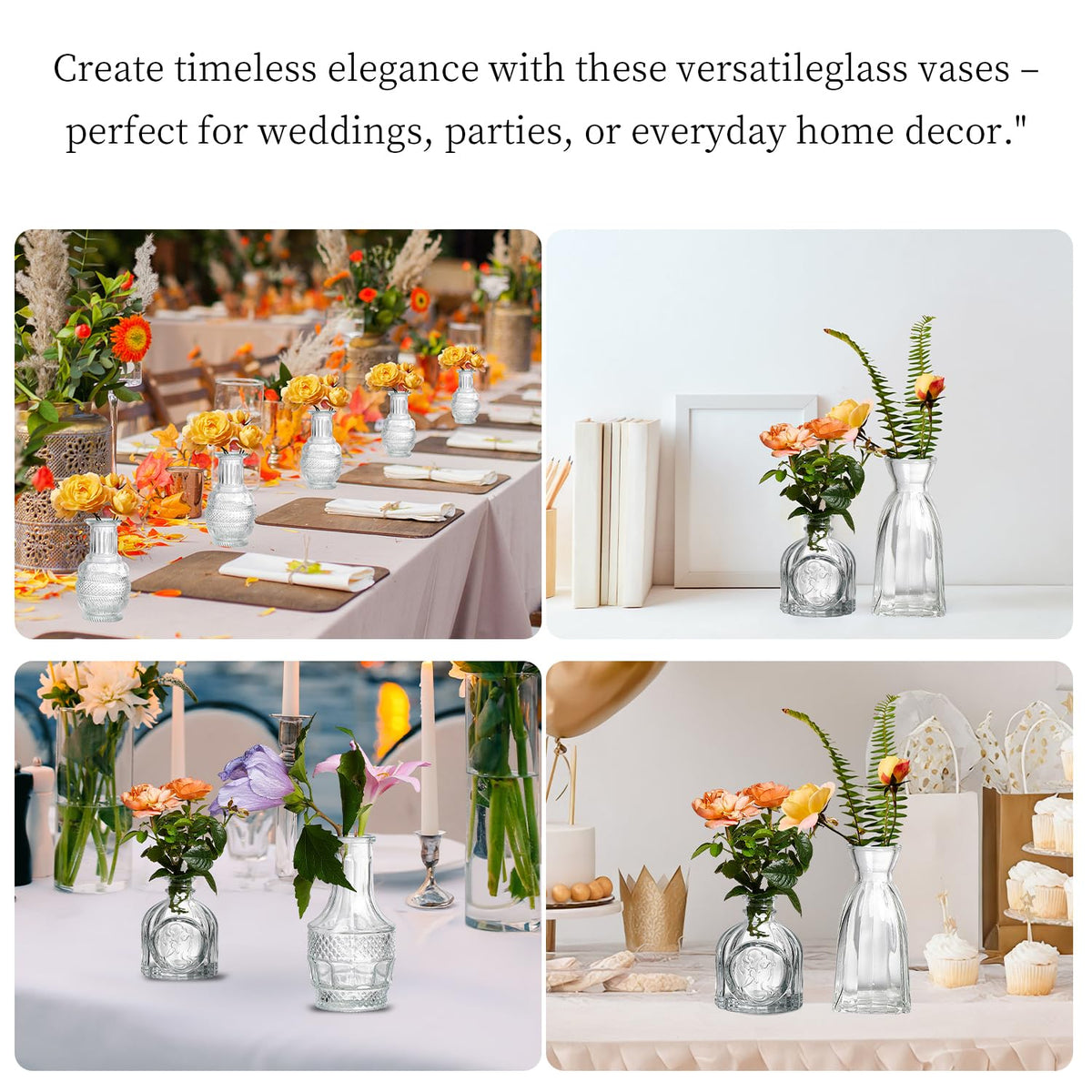 ODBCYWM premium crystal glass mini vases highlight flowers with durability