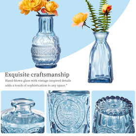 ODBCYWM small glass vases for centerpieces in blue add subtle table decor.