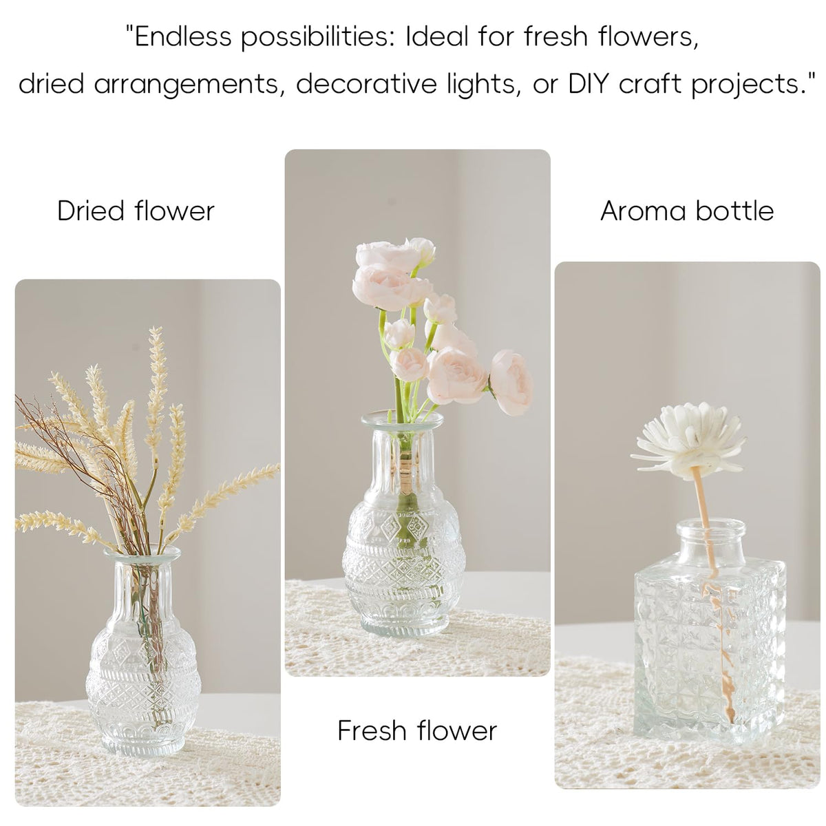 ODBCYWM glass bud vases with varied shapes for versatile decor