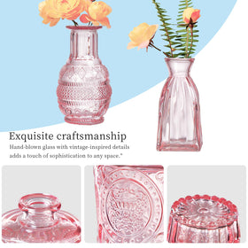 ODBCYWM vintage-inspired pink vases – perfect for single stems or small bouquets.