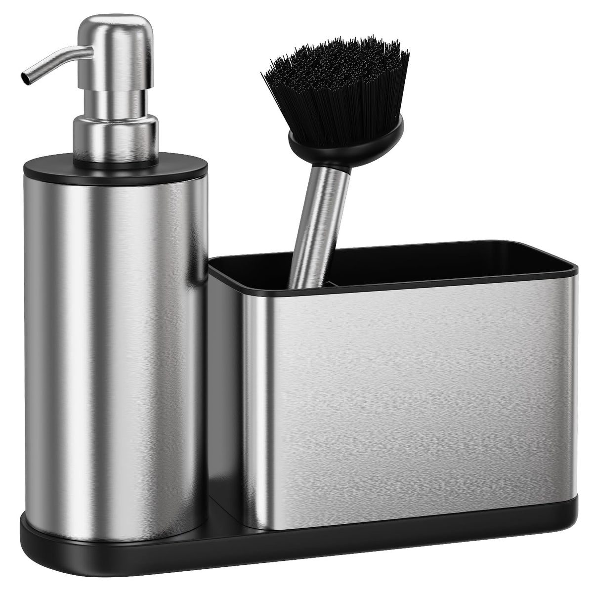 ODesign 3-in-1 kitchen sink dispenser with sponge holder keeps countertops organized.