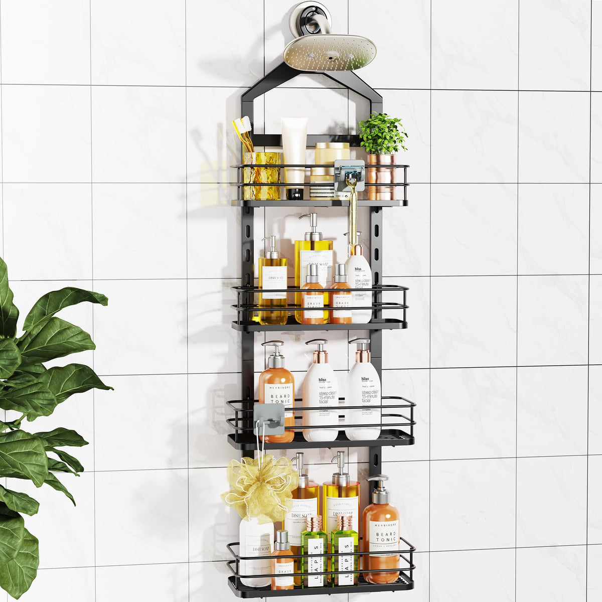 ODesign 4-tier shower caddy hanging keeps bottles organized and within reach.