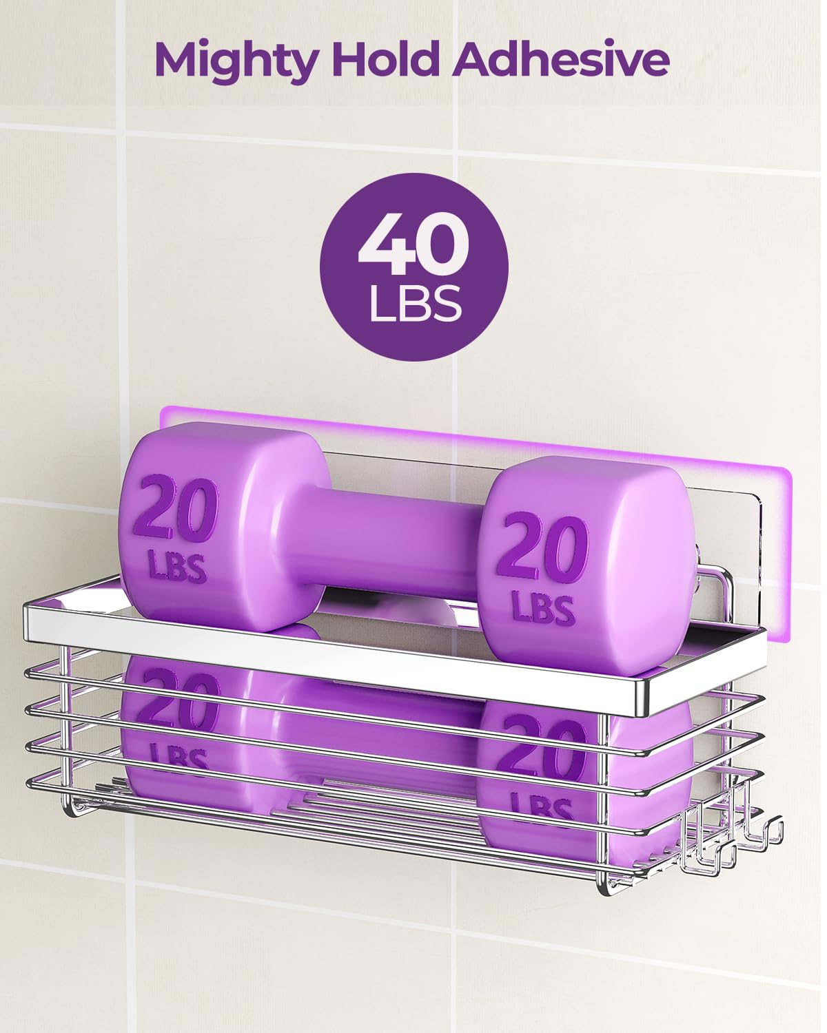 ODesign adhesive installation enables drill-free setup on smooth bathroom walls.