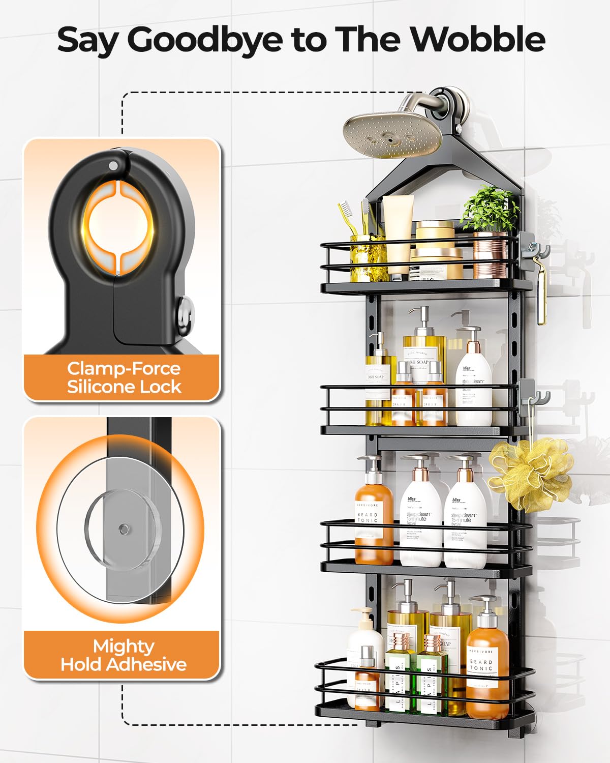 ODesign adjustable shelf height lets tall bottles fit comfortably.