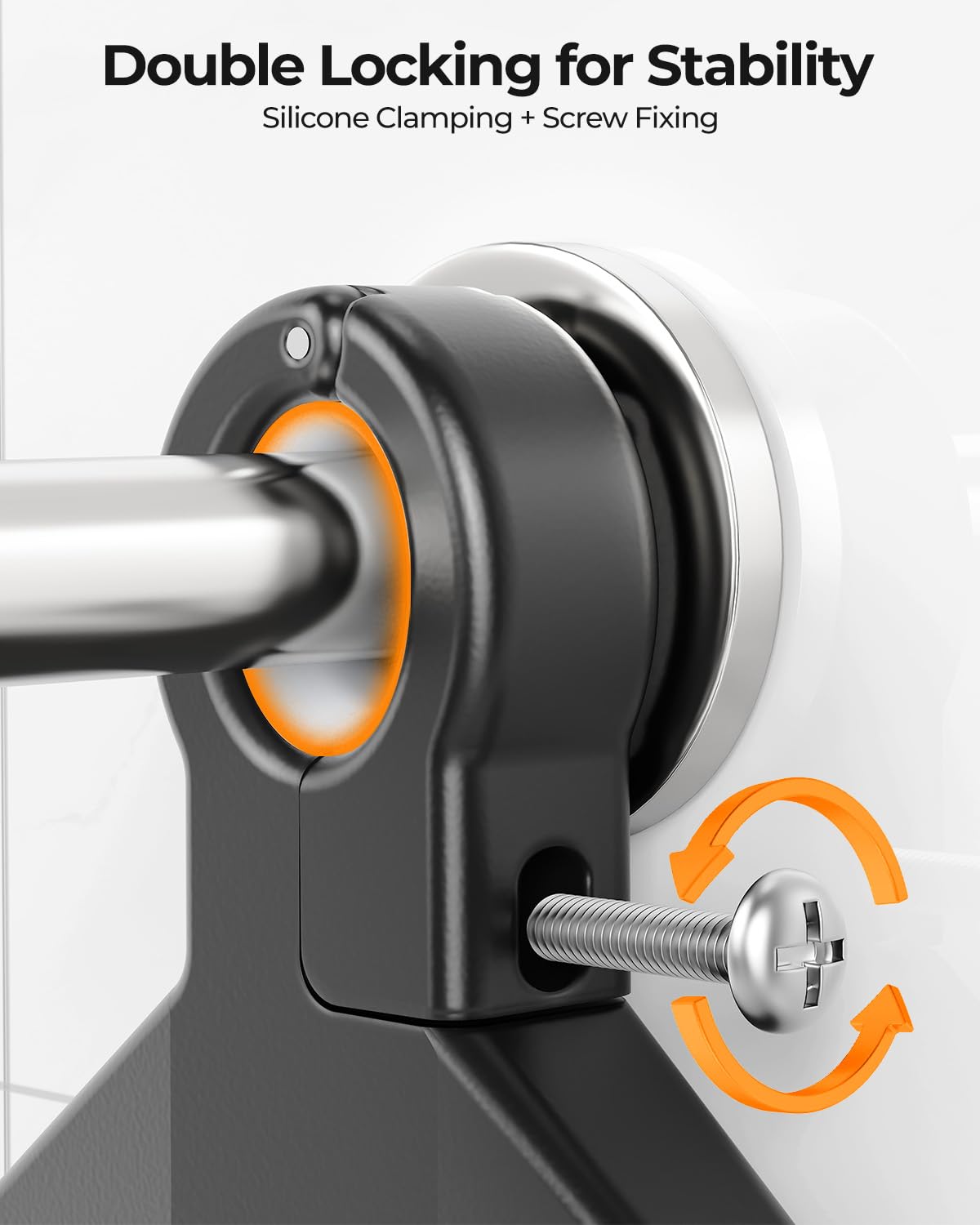 ODesign anti-swing over-shower-head caddy reduces wobble during use.