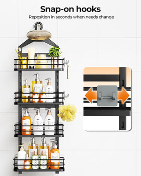 ODesign easy-installation shower caddy offers tool-free setup.