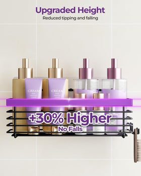 ODesign rustproof bathroom shelves keep bottles within easy reach.