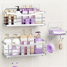 ODesign shower caddy 3-pack basket displaying ample space for shampoo bottles and soap dishes.