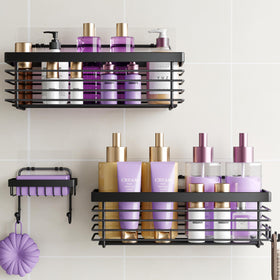 ODesign shower caddy 3-pack in black finish for organized shower storage.