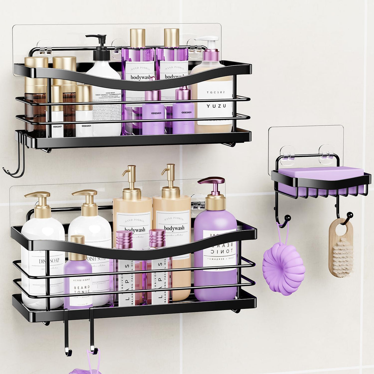 ODesign shower caddy 3-pack for organized bathroom storage