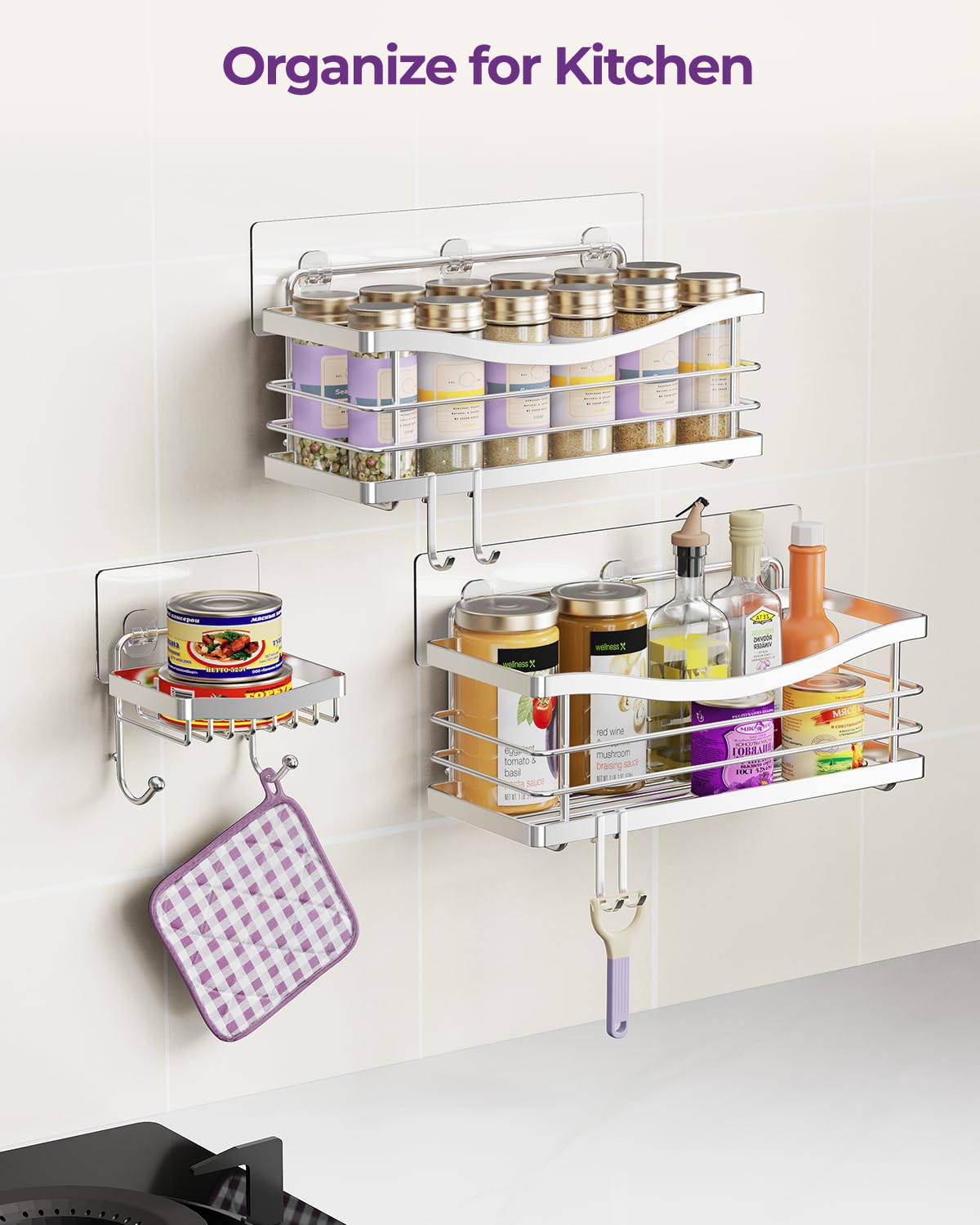 ODesign large storage space in the 3-pack supports organized bath essentials.