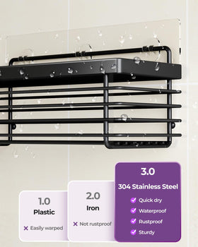ODesign SUS304 stainless steel shelves resist rust in humid bathrooms.
