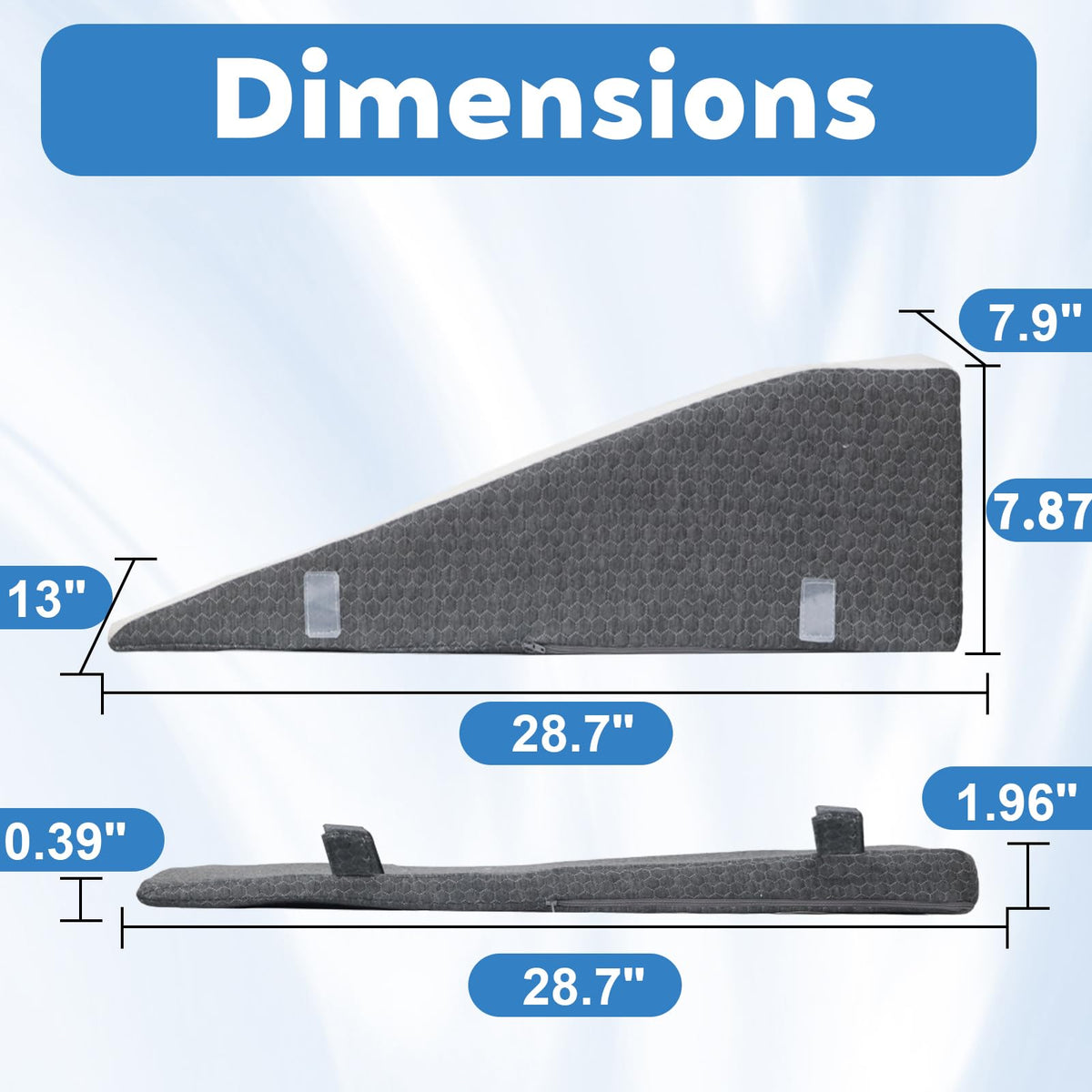 Odesoy leg elevation pillow side view with stable base for secure placement during rest