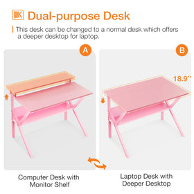 ODK small desk pink finish closeup highlights smooth surface and edge stability